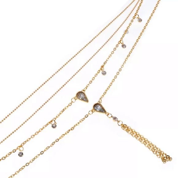 {Rowan} dainty gold layered crystal bling necklace - Picture 4 of 6